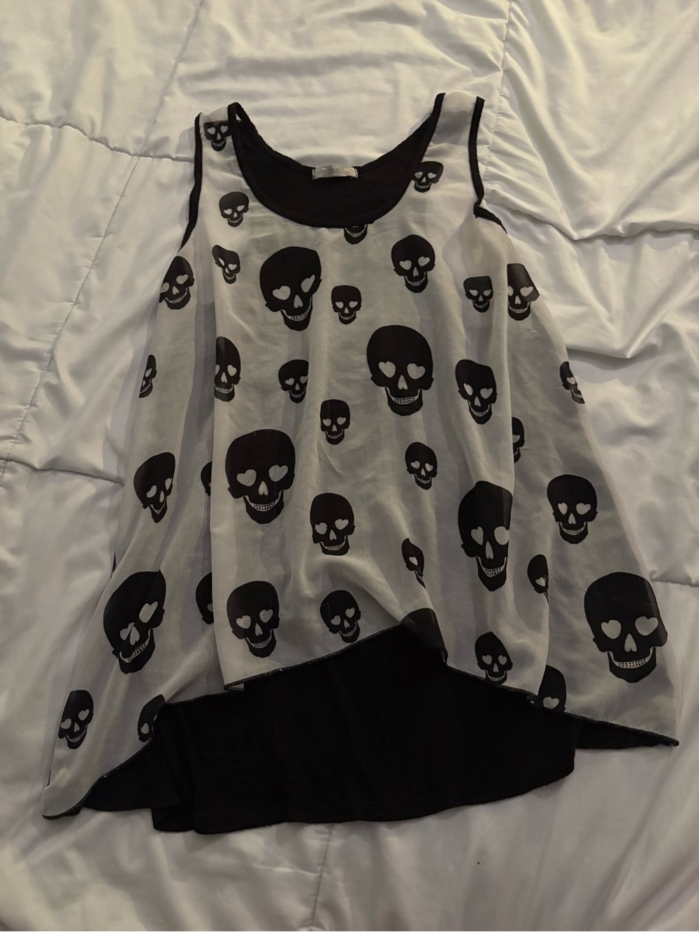 ISSI Black and White Layered-Neck Top